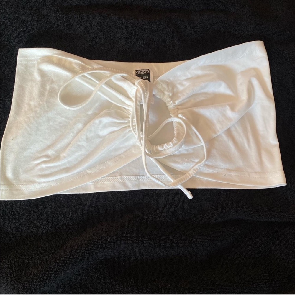 SHEIN White Tube Top with Bow Detail